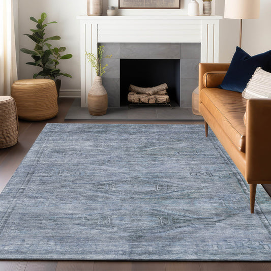 Addison Rugs Chantille ACN1631SK 9 x 12 (ft) Loomed Polyester Sky Rectangular Indoor/Outdoor Machine washable Pet Friendly Area rug