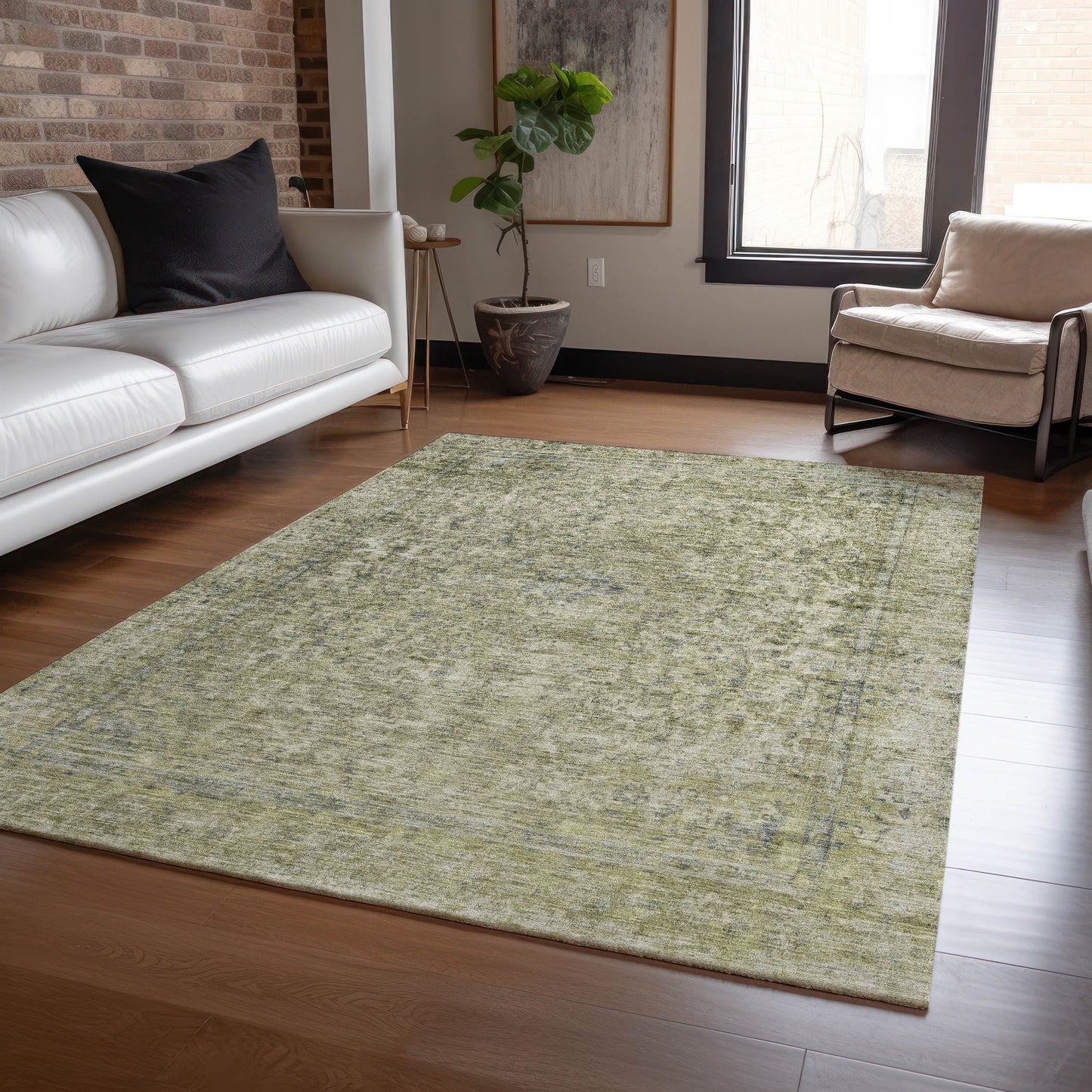 Addison Rugs Chantille ACN1645SA 8 x 10 (ft) Loomed Polyester Sage Rectangular Indoor/Outdoor Machine washable Pet Friendly Area rug
