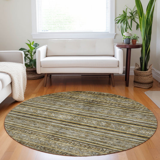 Addison Rugs Chantille ACN1653BR 8 x 8 (ft) Loomed Brown Round Indoor/Outdoor Machine washable Pet Friendly Area rug