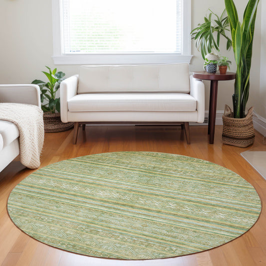 Addison Rugs Chantille ACN1653GE 8 x 8 (ft) Loomed Polyester Green Round Indoor/Outdoor Machine washable Pet Friendly Area rug
