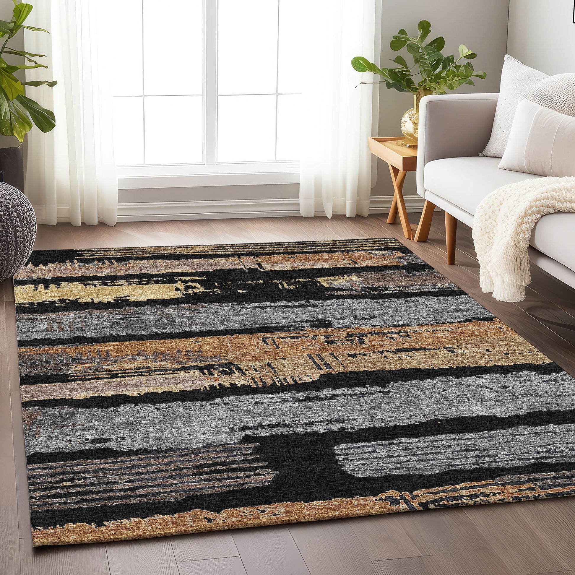 Addison Rugs Chantille ACN1665BK 8 x 10 (ft) Loomed Polyester Black Rectangular Indoor/Outdoor Machine washable Pet Friendly Area rug