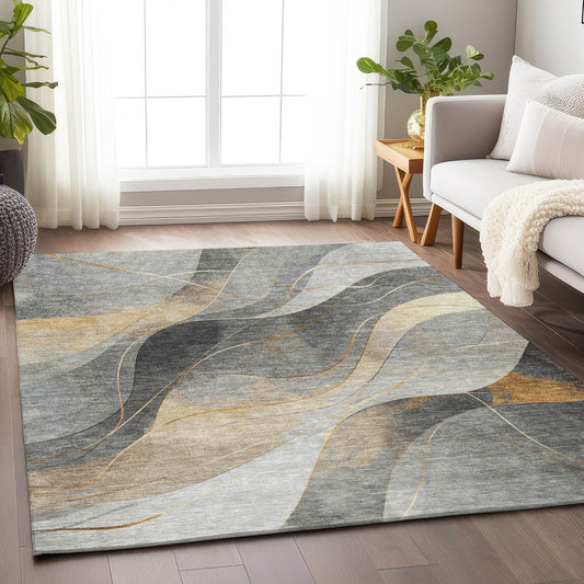 Addison Rugs Chantille ACN1668GY 8 x 10 (ft) Loomed Polyester Gray Rectangular Indoor/Outdoor Machine washable Pet Friendly Area rug