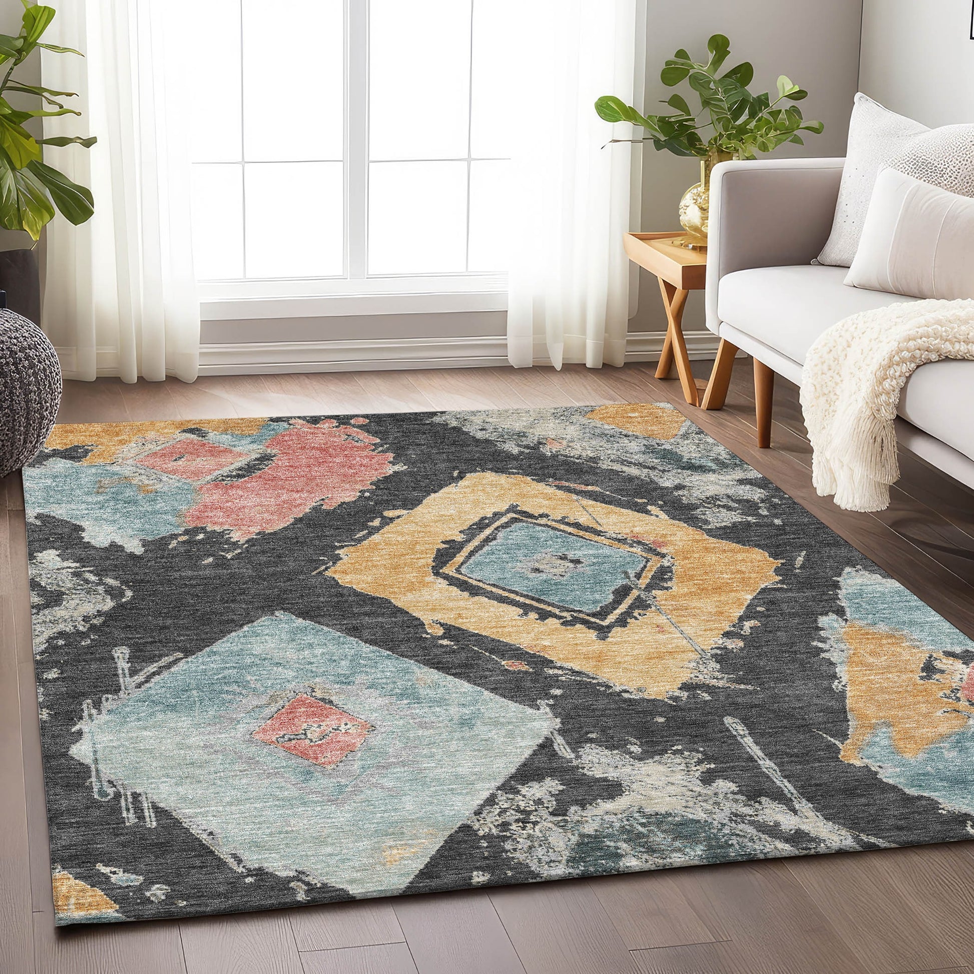 Addison Rugs Chantille ACN1669CC 8 x 10 (ft) Loomed Polyester Charcoal Rectangular Indoor/Outdoor Machine washable Pet Friendly Area rug