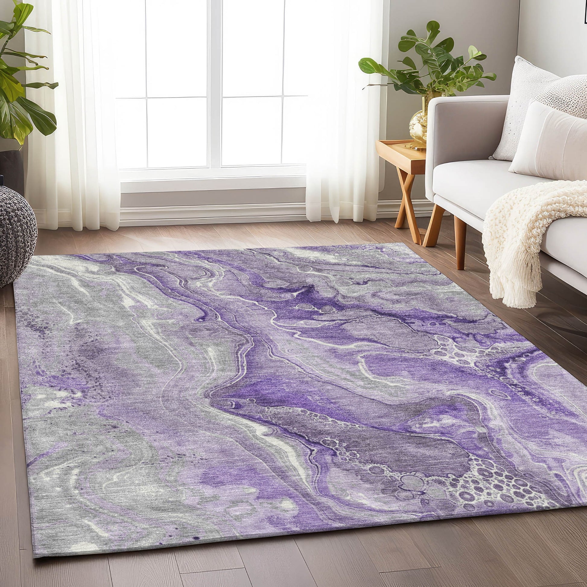 Addison Rugs Chantille ACN1681PP 9 x 12 (ft) Loomed Polyester Purple Rectangular Indoor/Outdoor Machine washable Pet Friendly Area rug