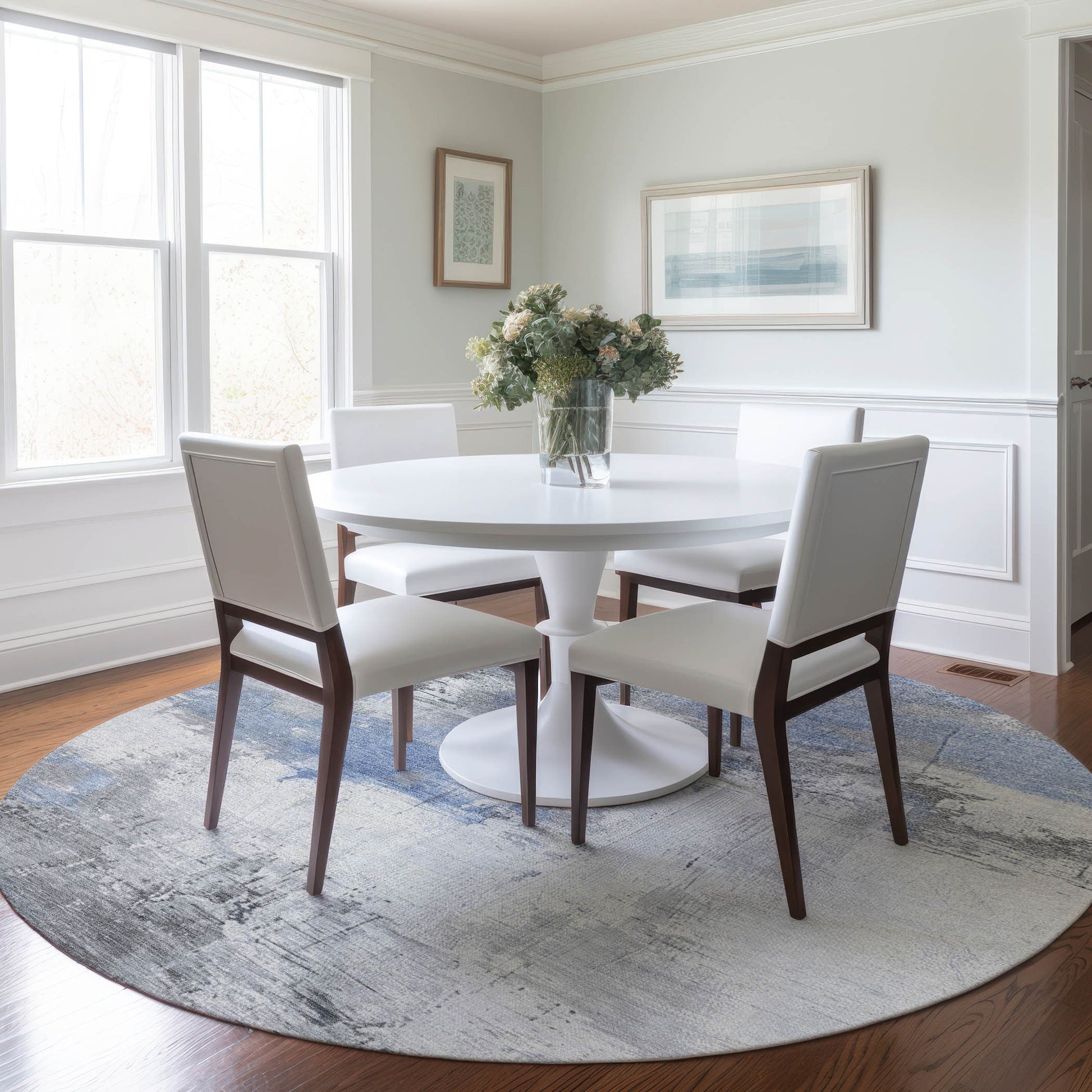 Addison Rugs Chantille ACN1685DN 8 x 8 (ft) Loomed Polyester Denim Round Indoor/Outdoor Machine washable Pet Friendly Area rug