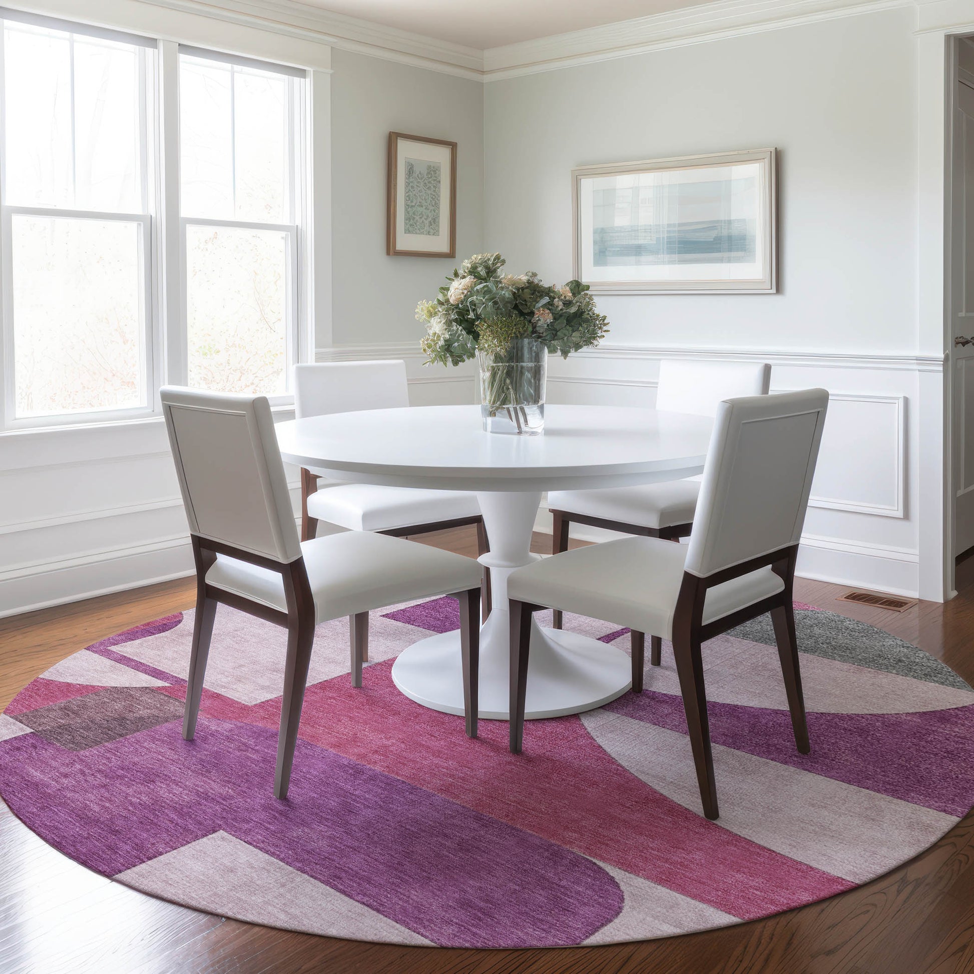 Addison Rugs Chantille ACN1692BL 8 x 8 (ft) Loomed Polyester Blush Round Indoor/Outdoor Machine washable Pet Friendly Area rug