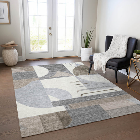 Addison Rugs Chantille ACN1694TP 9 x 12 (ft) Loomed Polyester Taupe Rectangular Indoor/Outdoor Machine washable Pet Friendly Area rug