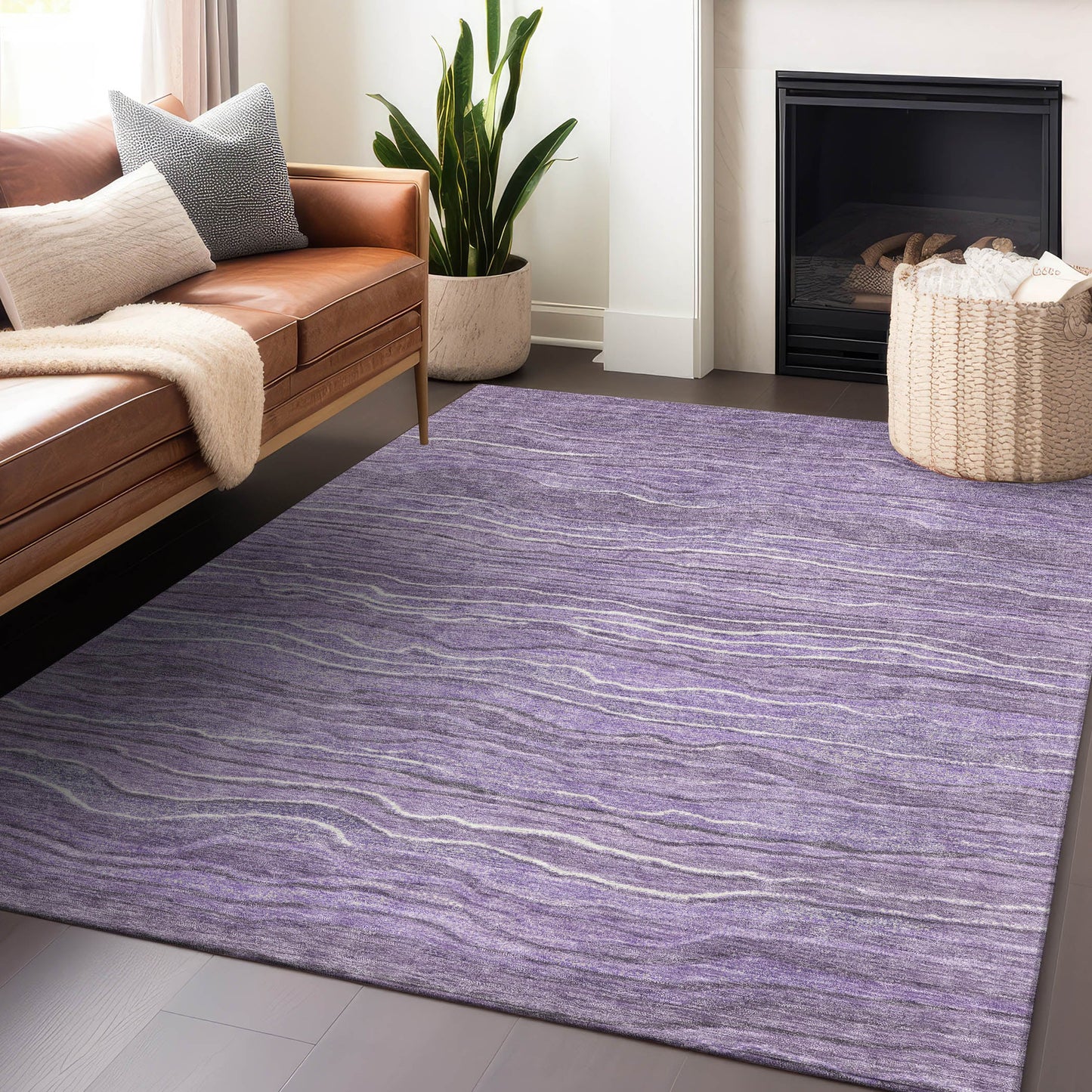 Addison Rugs Chantille ACN1704PP 9 x 12 (ft) Loomed Polyester Purple Rectangular Indoor/Outdoor Machine washable Pet Friendly Area rug