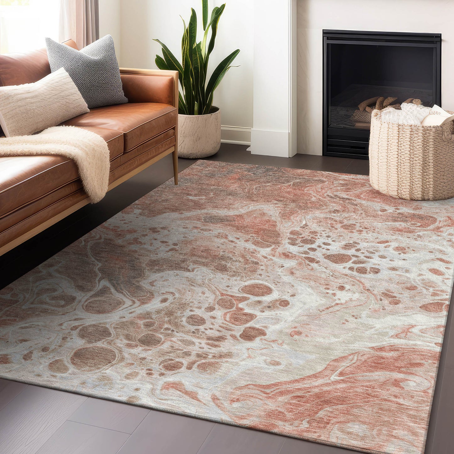 Addison Rugs Chantille ACN1705PK 8 x 10 (ft) Loomed Polyester Paprika Rectangular Indoor/Outdoor Machine washable Pet Friendly Area rug