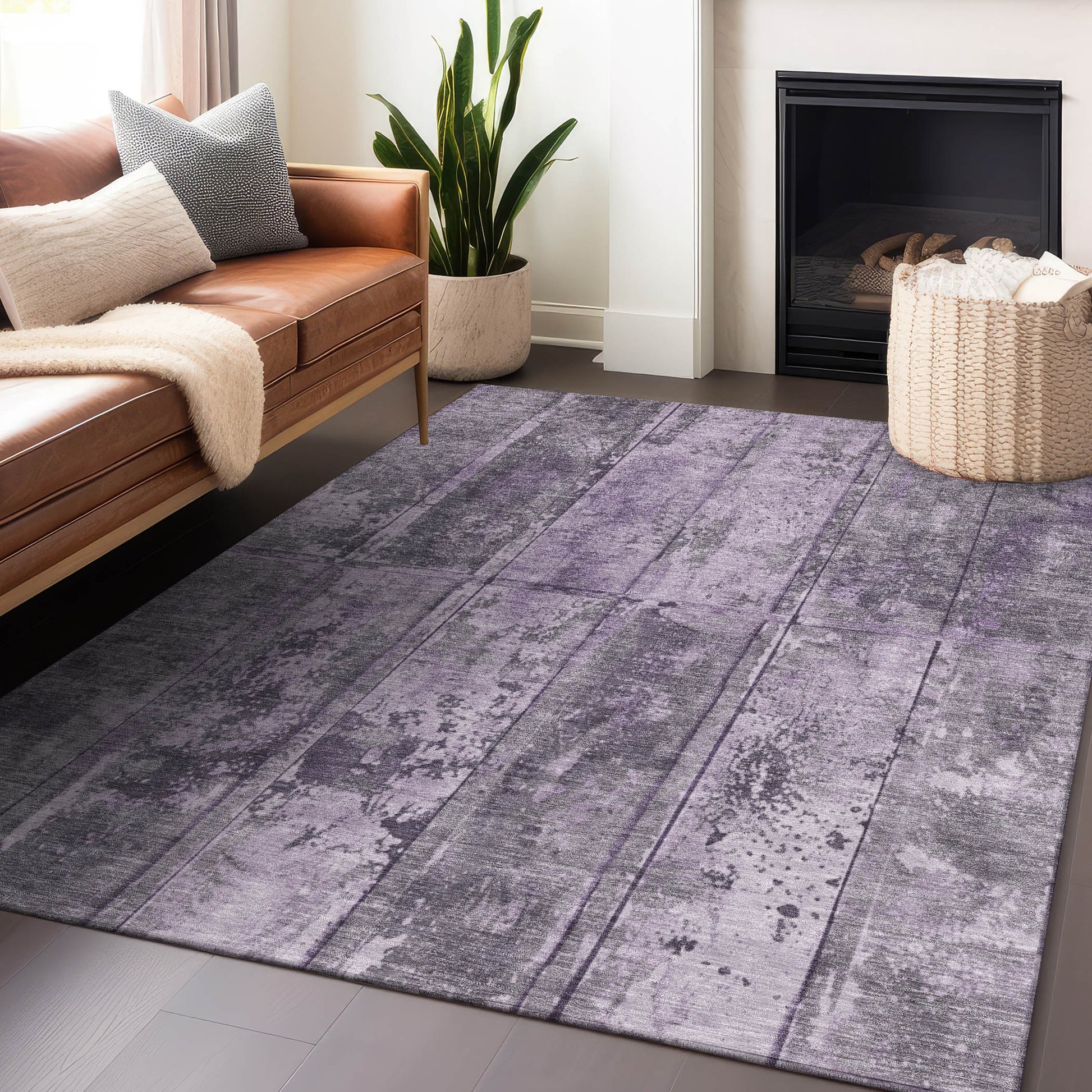 Addison Rugs Chantille ACN1715PP 9 x 12 (ft) Loomed Polyester Purple Rectangular Indoor/Outdoor Machine washable Pet Friendly Area rug