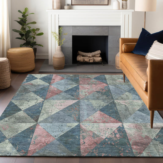 Addison Rugs Chantille ACN1721DN 8 x 10 (ft) Loomed Polyester Denim Rectangular Indoor/Outdoor Machine washable Pet Friendly Area rug