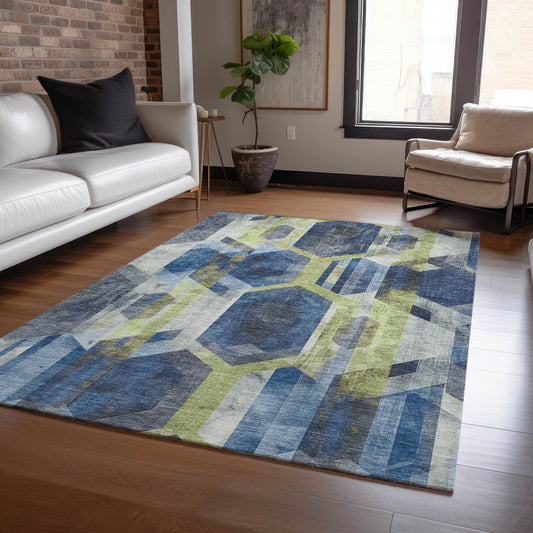 Addison Rugs Chantille ACN1722NA 9 x 12 (ft) Loomed Polyester Navy Rectangular Indoor/Outdoor Machine washable Pet Friendly Area rug