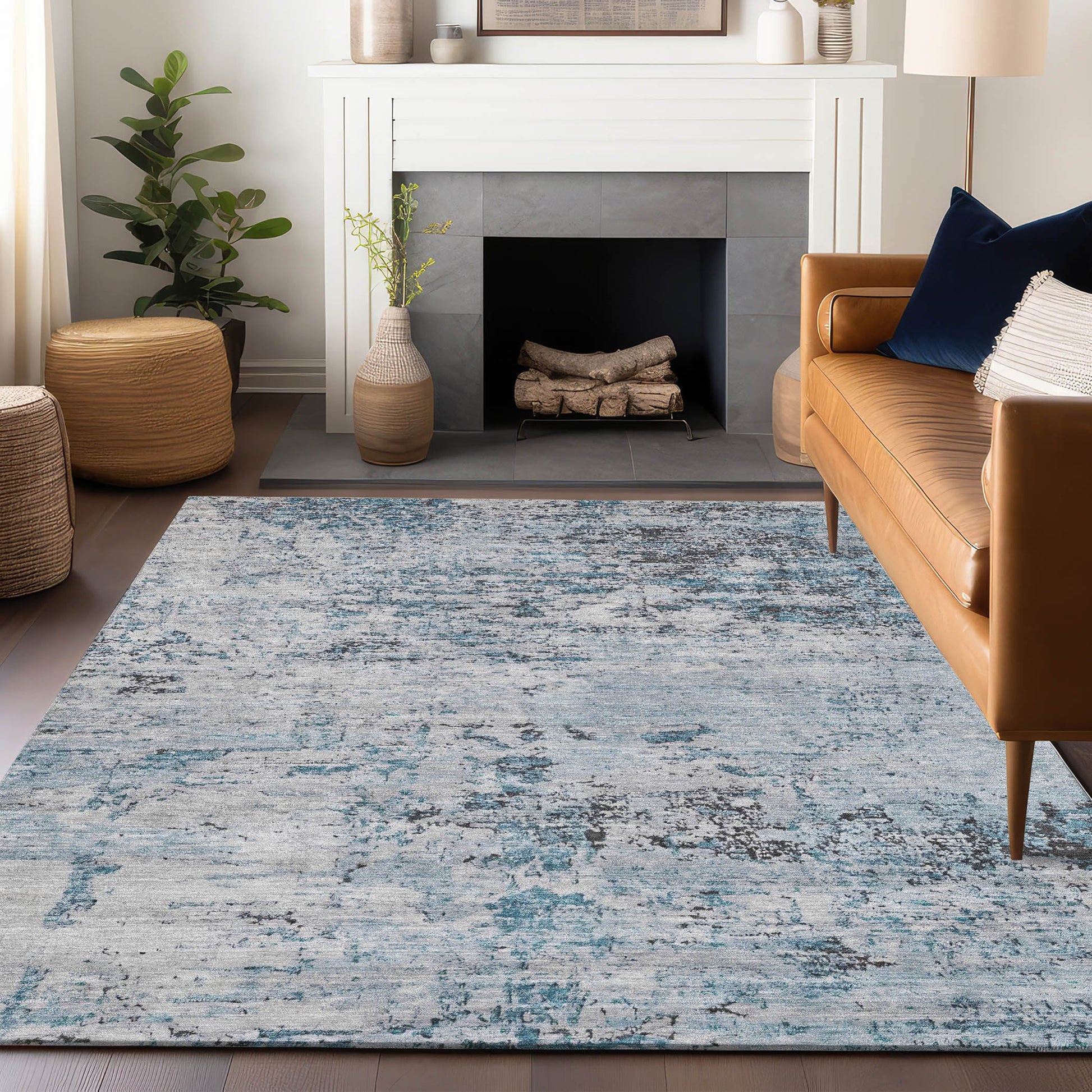 Addison Rugs Chantille ACN1723SK 9 x 12 (ft) Loomed Polyester Sky Rectangular Indoor/Outdoor Machine washable Pet Friendly Area rug
