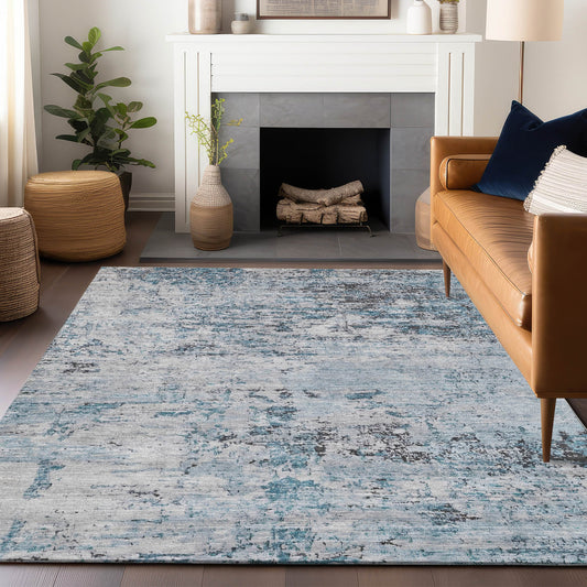 Addison Rugs Chantille ACN1723SK 9 x 12 (ft) Loomed Polyester Sky Rectangular Indoor/Outdoor Machine washable Pet Friendly Area rug