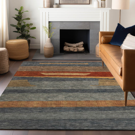 Addison Rugs Chantille ACN1736BU 8 x 10 (ft) Loomed Polyester Blue Rectangular Indoor/Outdoor Machine washable Pet Friendly Area rug