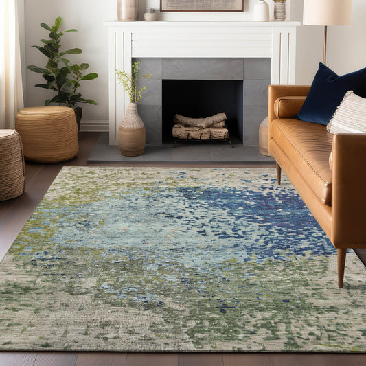 Addison Rugs Chantille ACN1737BU 8 x 10 (ft) Loomed Polyester Blue Rectangular Indoor/Outdoor Machine washable Pet Friendly Area rug
