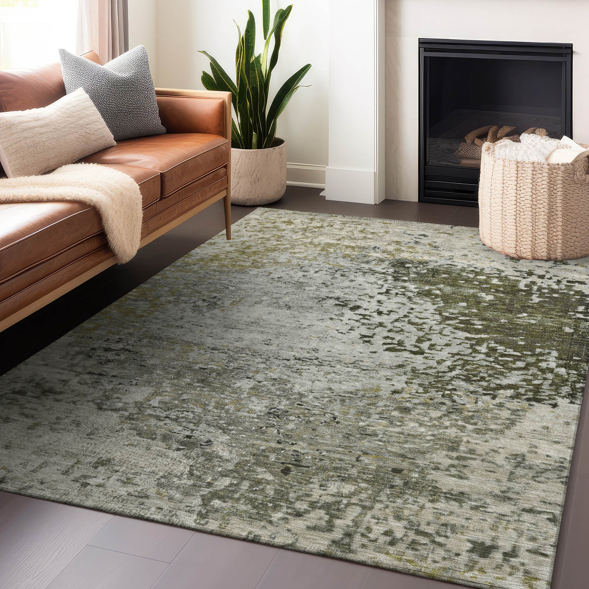 Addison Rugs Chantille ACN1737GR 9 x 12 (ft) Loomed Polyester Graphite Rectangular Indoor/Outdoor Machine washable Pet Friendly Area rug