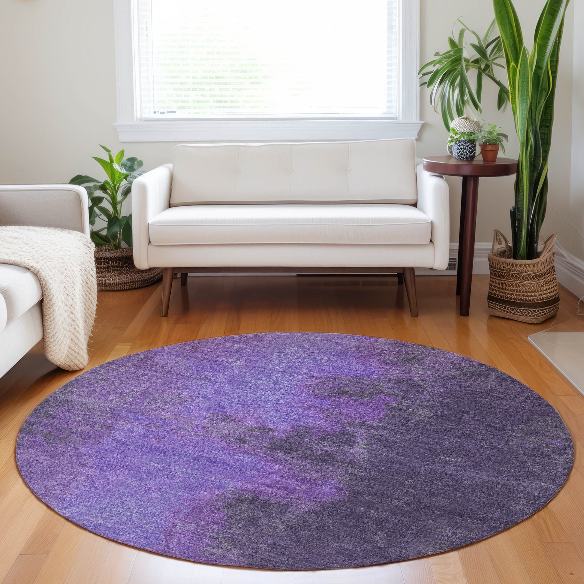 Addison Rugs Chantille ACN1742EG 8 x 8 (ft) Loomed Polyester Eggplant Round Indoor/Outdoor Machine washable Pet Friendly Area rug