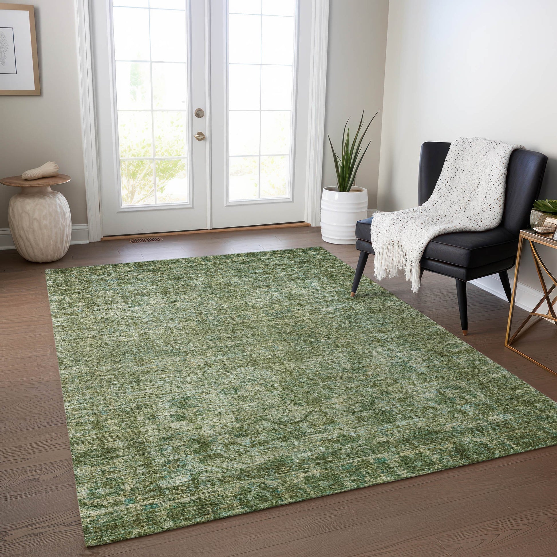 Addison Rugs Chantille ACN1744OL 9 x 12 (ft) Loomed Polyester Olive Rectangular Indoor/Outdoor Machine washable Pet Friendly Area rug