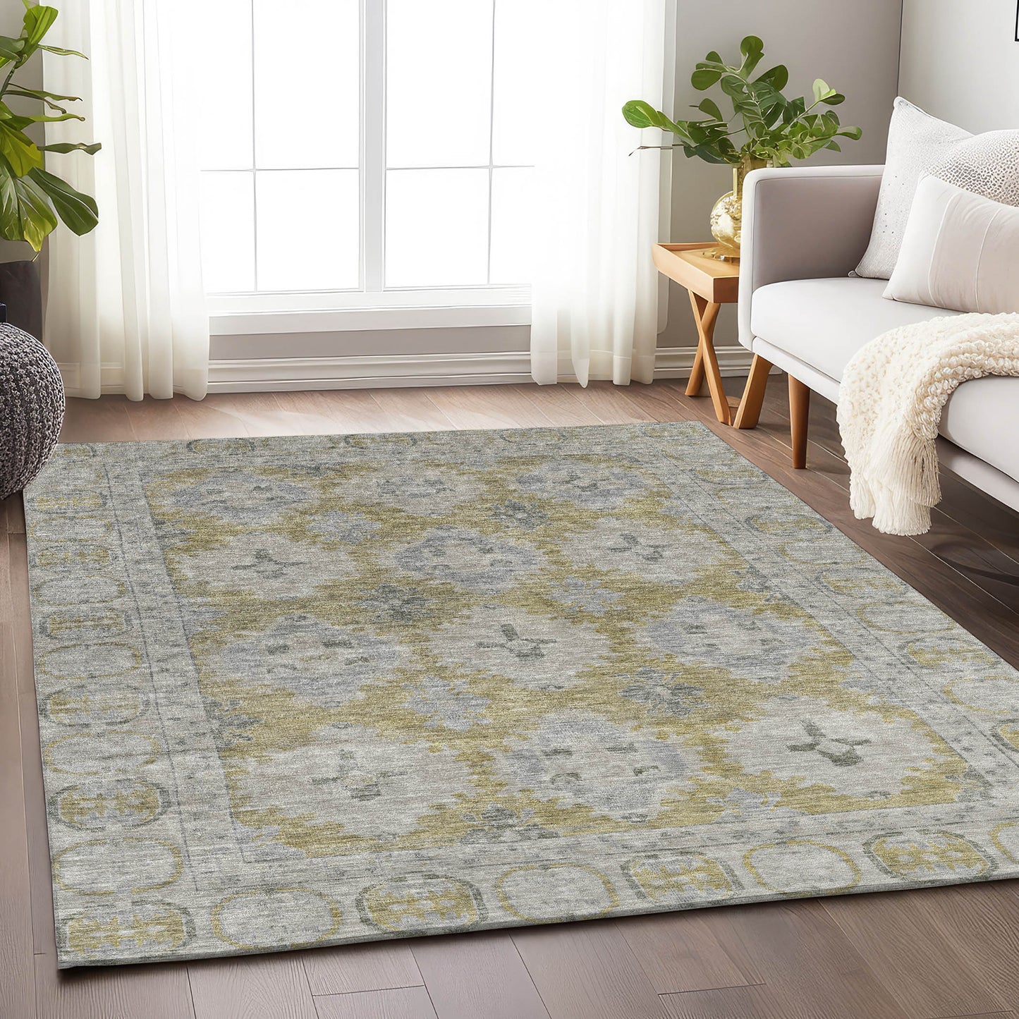 Addison Rugs Chantille ACN1760WH 9 x 12 (ft) Loomed Polyester Wheat Rectangular Indoor/Outdoor Machine washable Pet Friendly Area rug