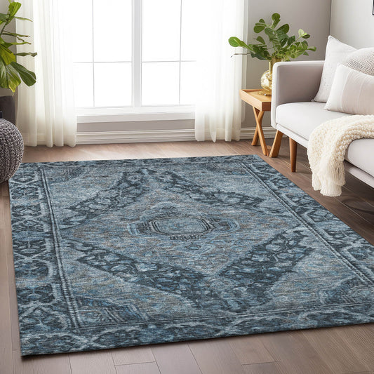 Addison Rugs Chantille ACN1761NA 9 x 12 (ft) Loomed Polyester Navy Rectangular Indoor/Outdoor Machine washable Pet Friendly Area rug