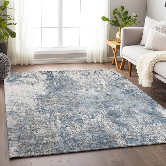 Addison Rugs Chantille ACN1765BU 8 x 10 (ft) Loomed Polyester Blue Rectangular Indoor/Outdoor Machine washable Pet Friendly Area rug