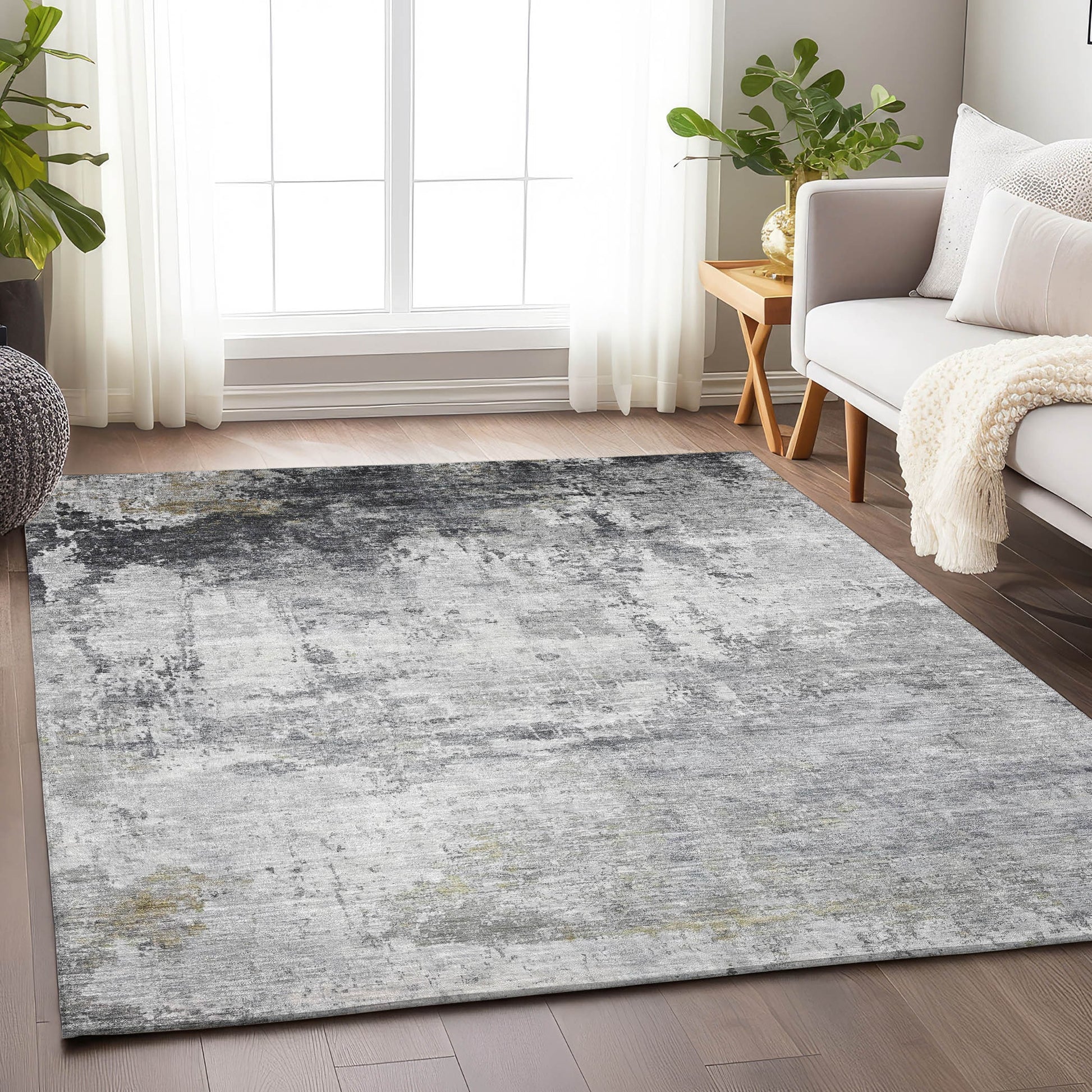 Addison Rugs Chantille ACN1766GY 9 x 12 (ft) Loomed Polyester Gray Rectangular Indoor/Outdoor Machine washable Pet Friendly Area rug