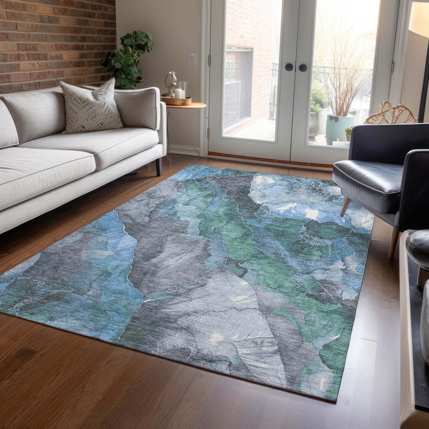 Addison Rugs Chantille ACN1787BU 8 x 10 (ft) Loomed Polyester Blue Rectangular Indoor/Outdoor Machine washable Pet Friendly Area rug