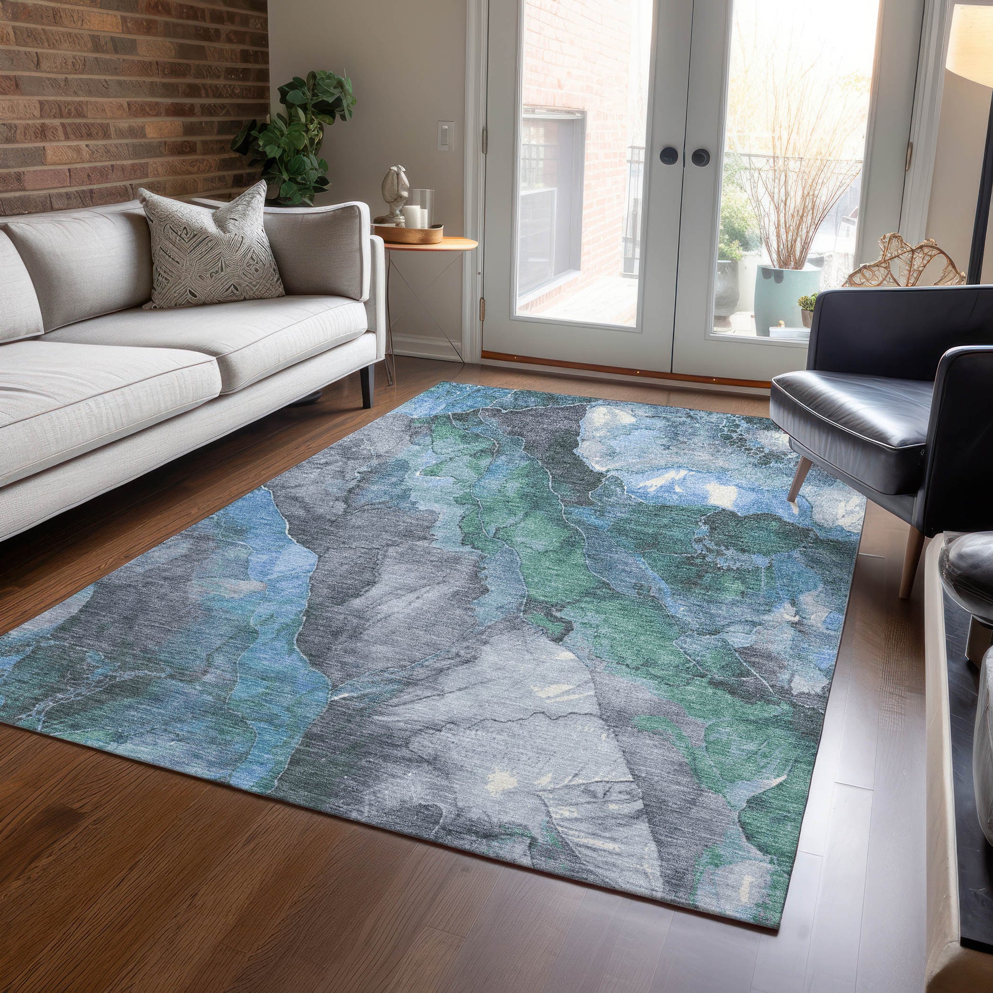 Addison Rugs Chantille ACN1787BU 8 x 10 (ft) Loomed Polyester Blue Rectangular Indoor/Outdoor Machine washable Pet Friendly Area rug