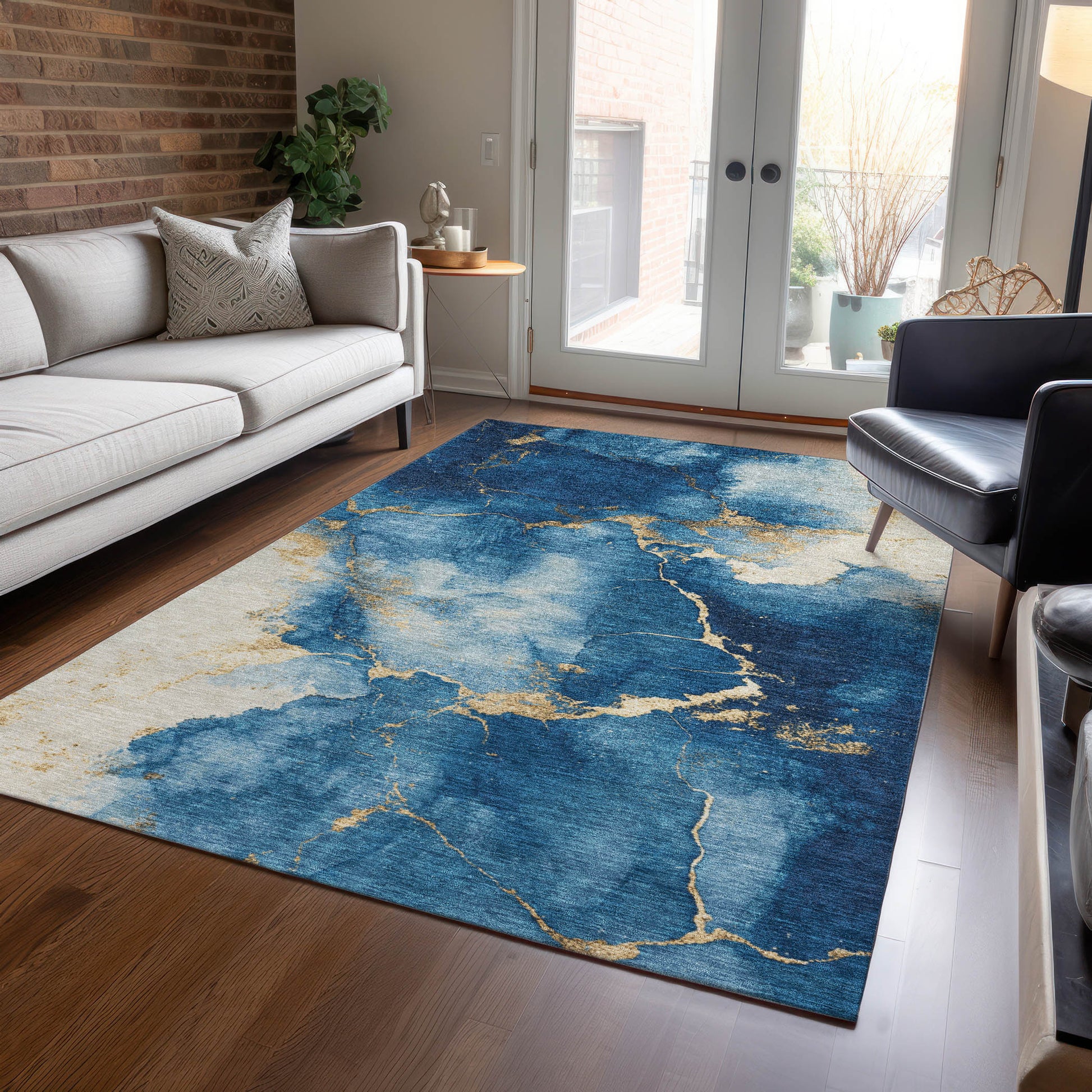 Addison Rugs Chantille ACN1790NA 9 x 12 (ft) Loomed Polyester Navy Rectangular Indoor/Outdoor Machine washable Pet Friendly Area rug