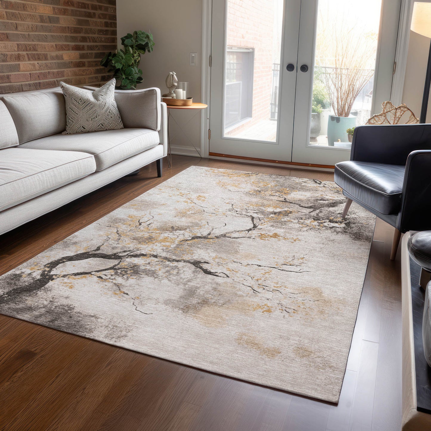 Addison Rugs Chantille ACN1804PU 8 x 10 (ft) Loomed Polyester Putty Rectangular Indoor/Outdoor Machine washable Pet Friendly Area rug