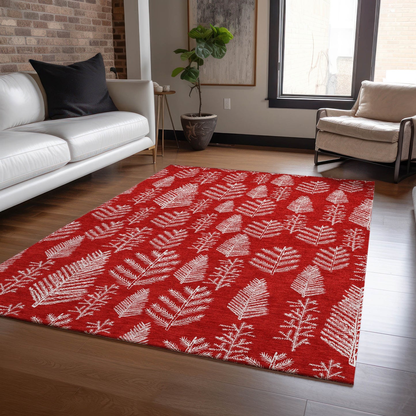 Addison Rugs Chantille ACN1813RD 8 x 10 (ft) Loomed Polyester Red Rectangular Indoor/Outdoor Machine washable Pet Friendly Area rug