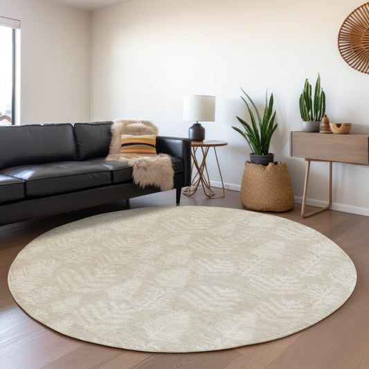 Addison Rugs Chantille ACN1813BG 8 x 8 (ft) Loomed Polyester Beige Round Indoor/Outdoor Machine washable Pet Friendly Area rug
