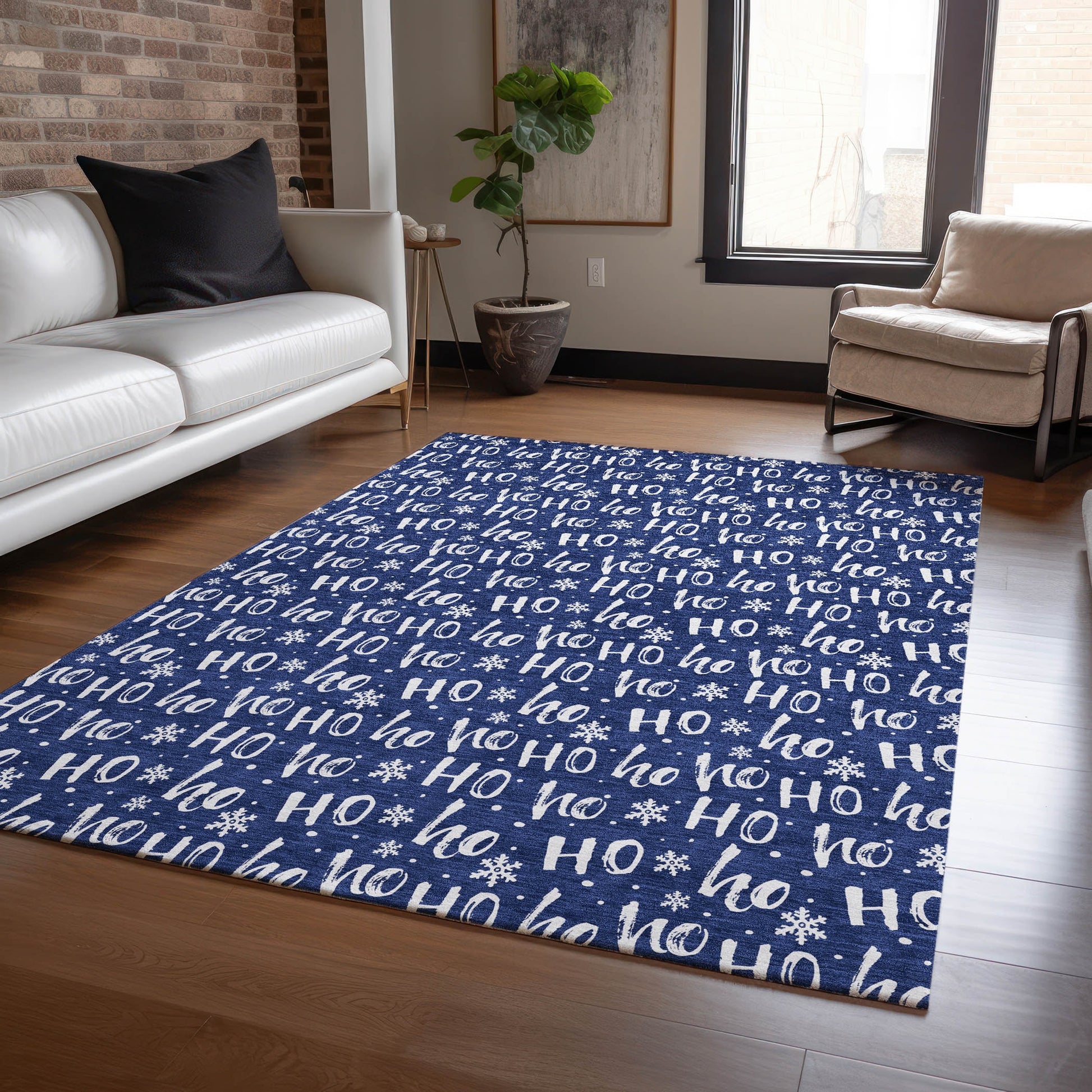 Addison Rugs Chantille ACN1814NA 8 x 10 (ft) Loomed Polyester Navy Rectangular Indoor/Outdoor Machine washable Pet Friendly Area rug