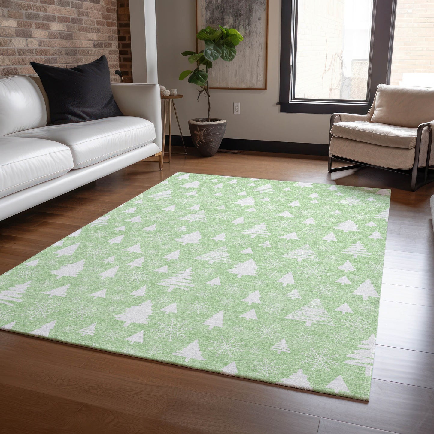 Addison Rugs Chantille ACN1815MZ 8 x 10 (ft) Loomed Polyester Mint Rectangular Indoor/Outdoor Machine washable Pet Friendly Area rug
