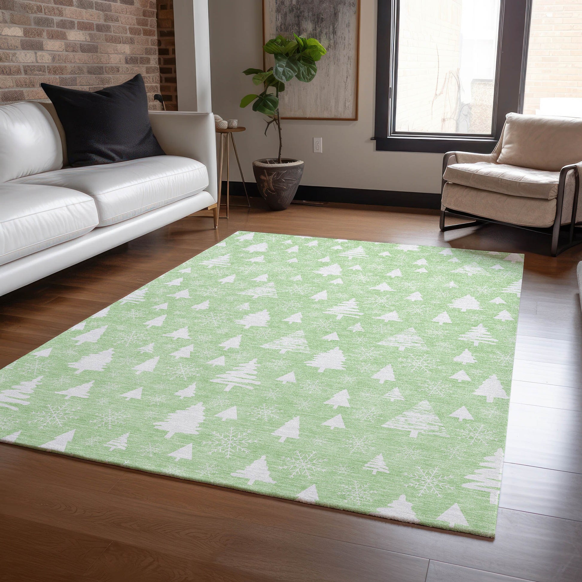 Addison Rugs Chantille ACN1815MZ 8 x 10 (ft) Loomed Polyester Mint Rectangular Indoor/Outdoor Machine washable Pet Friendly Area rug