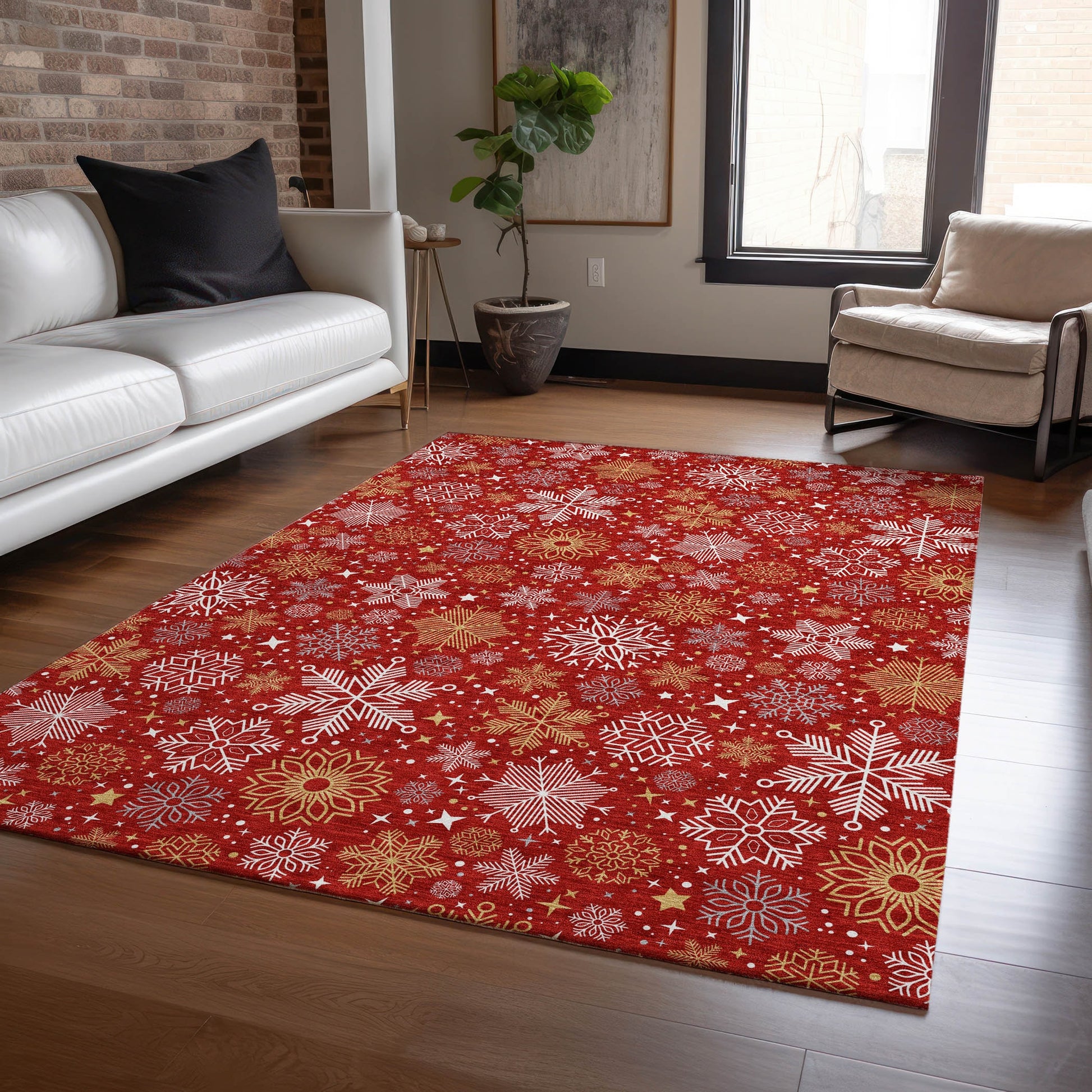 Addison Rugs Chantille ACN1823RD 8 x 10 (ft) Loomed Polyester Red Rectangular Indoor/Outdoor Machine washable Pet Friendly Area rug