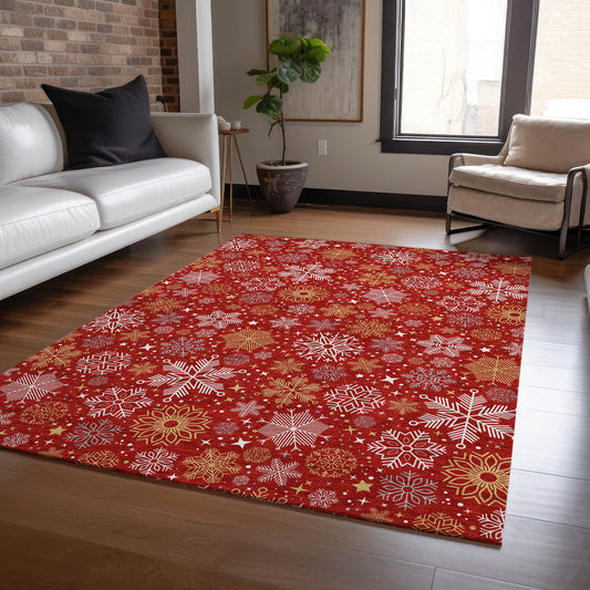 Addison Rugs Chantille ACN1823RD 8 x 10 (ft) Loomed Polyester Red Rectangular Indoor/Outdoor Machine washable Pet Friendly Area rug