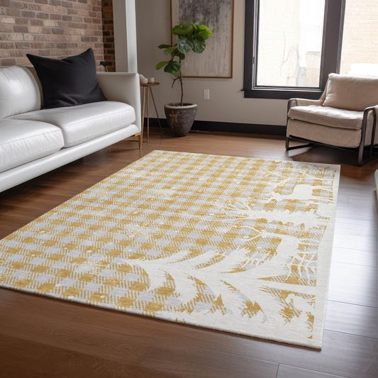 Addison Rugs Chantille ACN1824GO 9 x 12 (ft) Loomed Polyester Gold Rectangular Indoor/Outdoor Machine washable Pet Friendly Area rug
