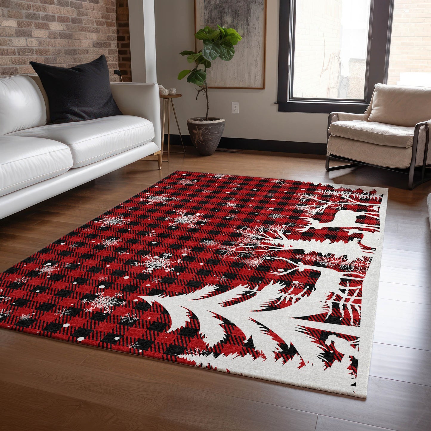 Addison Rugs Chantille ACN1824RD 9 x 12 (ft) Loomed Polyester Red Rectangular Indoor/Outdoor Machine washable Pet Friendly Area rug