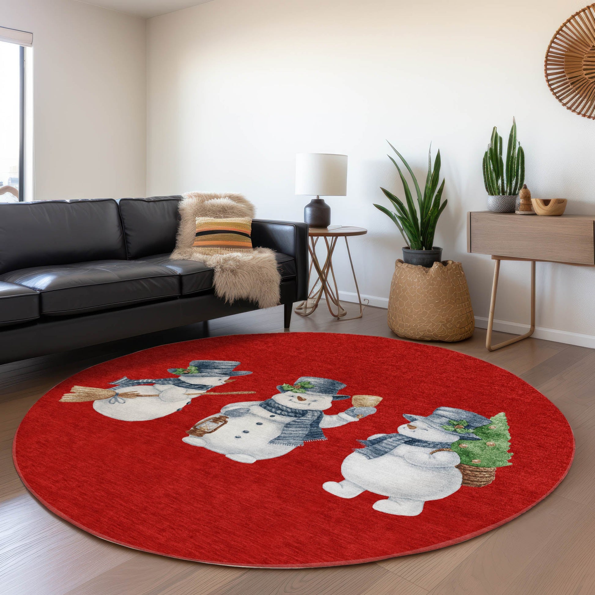 Addison Rugs Chantille ACN1826RD 8 x 8 (ft) Loomed Polyester Red Round Indoor/Outdoor Machine washable Pet Friendly Area rug