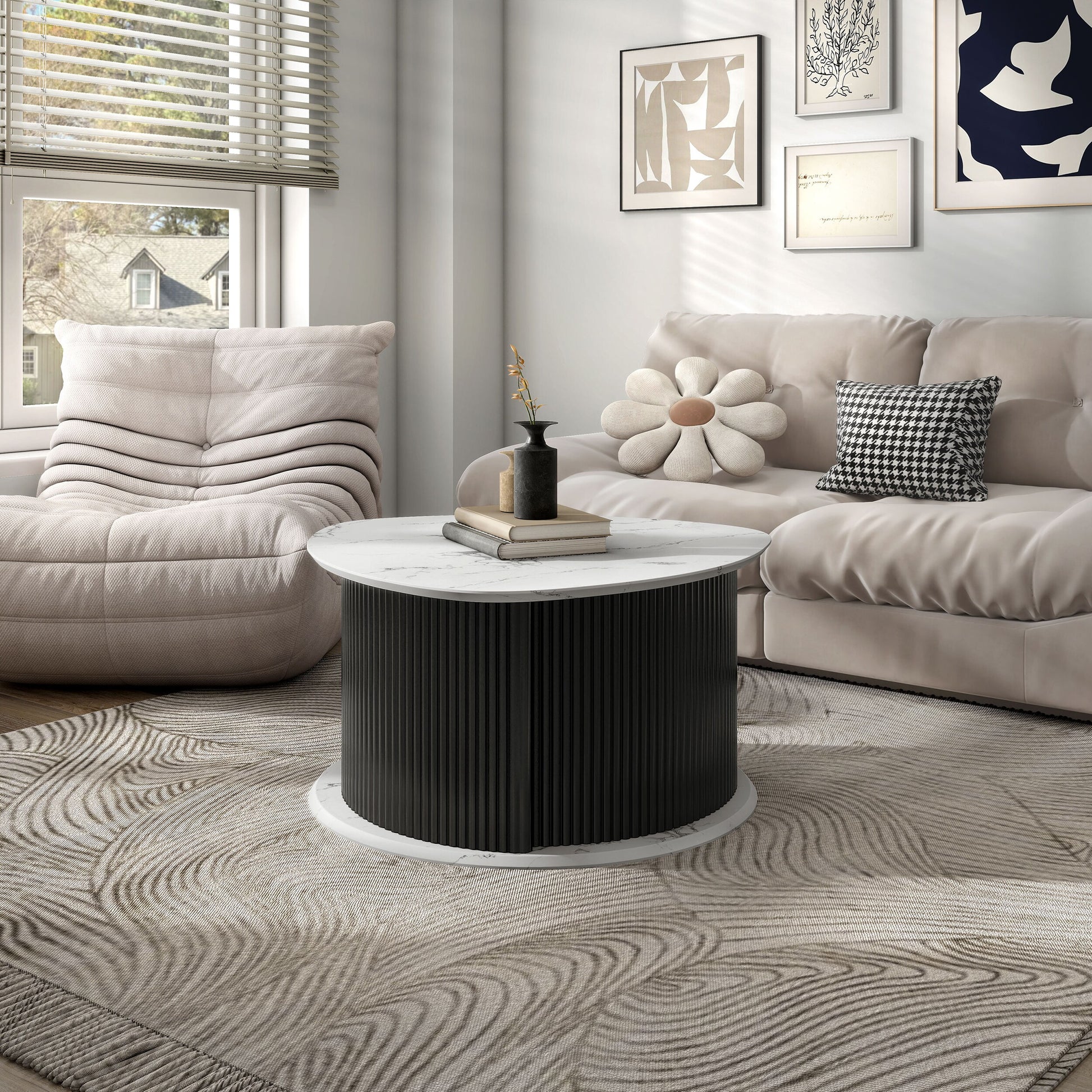 Furniture of America Modern Triangle Faux marble White 29-in W x 15-in H Coffee Table