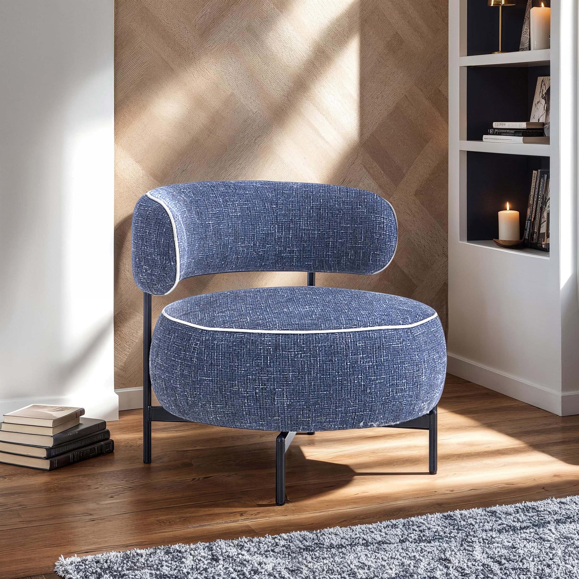 Furniture of America Lani 31.5-in W Modern Blue Swivel Accent Armchair