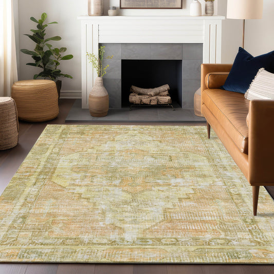 Addison Rugs Chantille ACN1729GO 8 x 10 (ft) Loomed Polyester Gold Rectangular Indoor/Outdoor Machine washable Pet Friendly Area rug