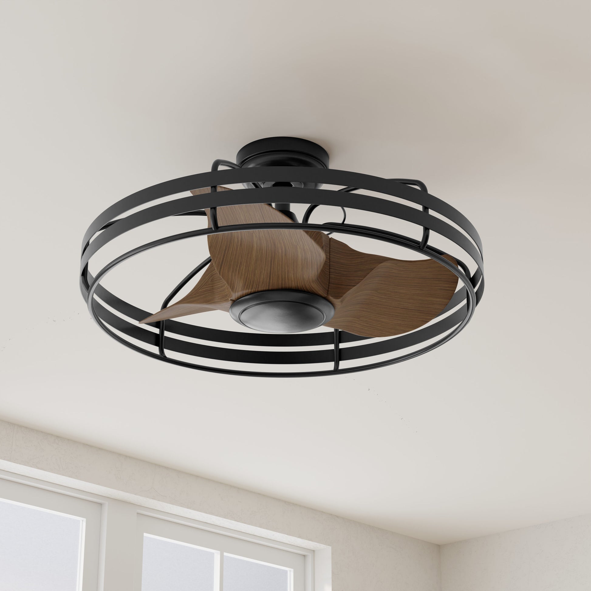Progress Lighting Bastrop 26-in Graphite with Aged Oak Blades Covered Outdoor Fandelier Ceiling Fan Without Light 3 -Blade