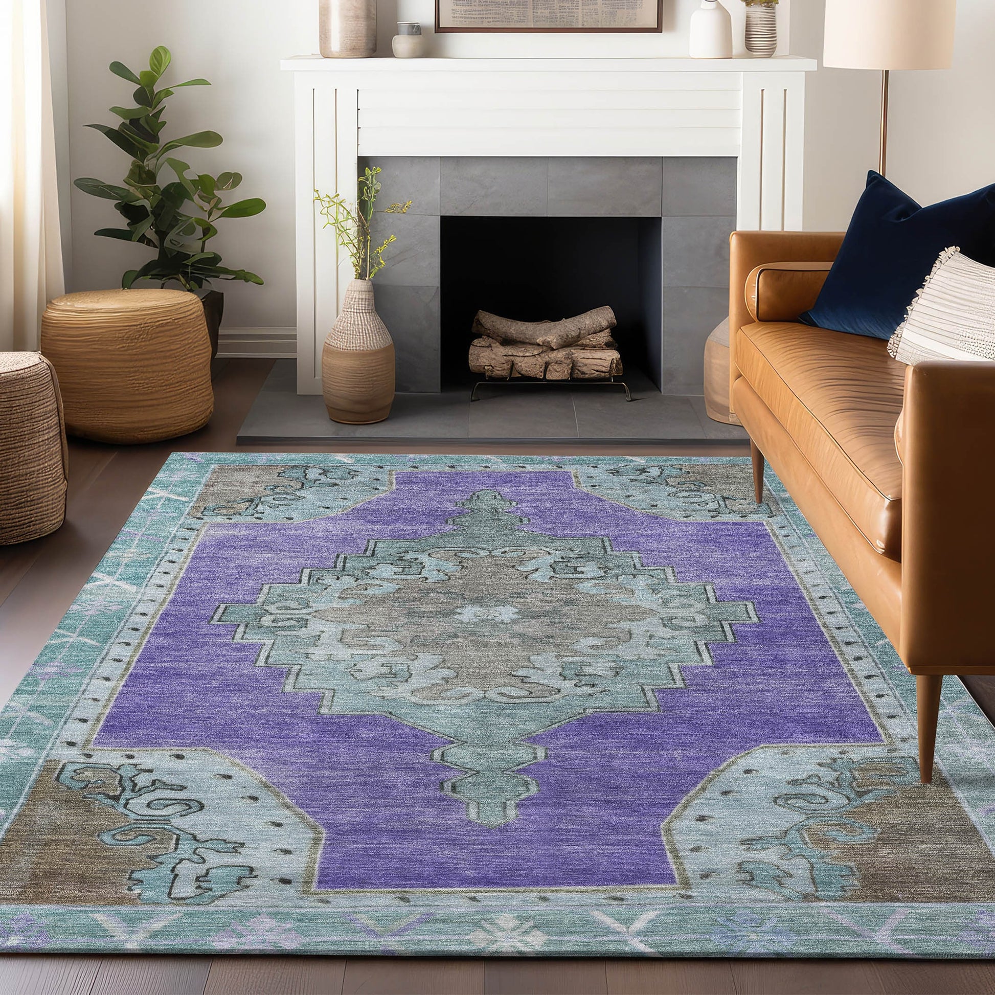 Addison Rugs Chantille ACN1731PP 8 x 10 (ft) Loomed Polyester Purple Rectangular Indoor/Outdoor Machine washable Pet Friendly Area rug