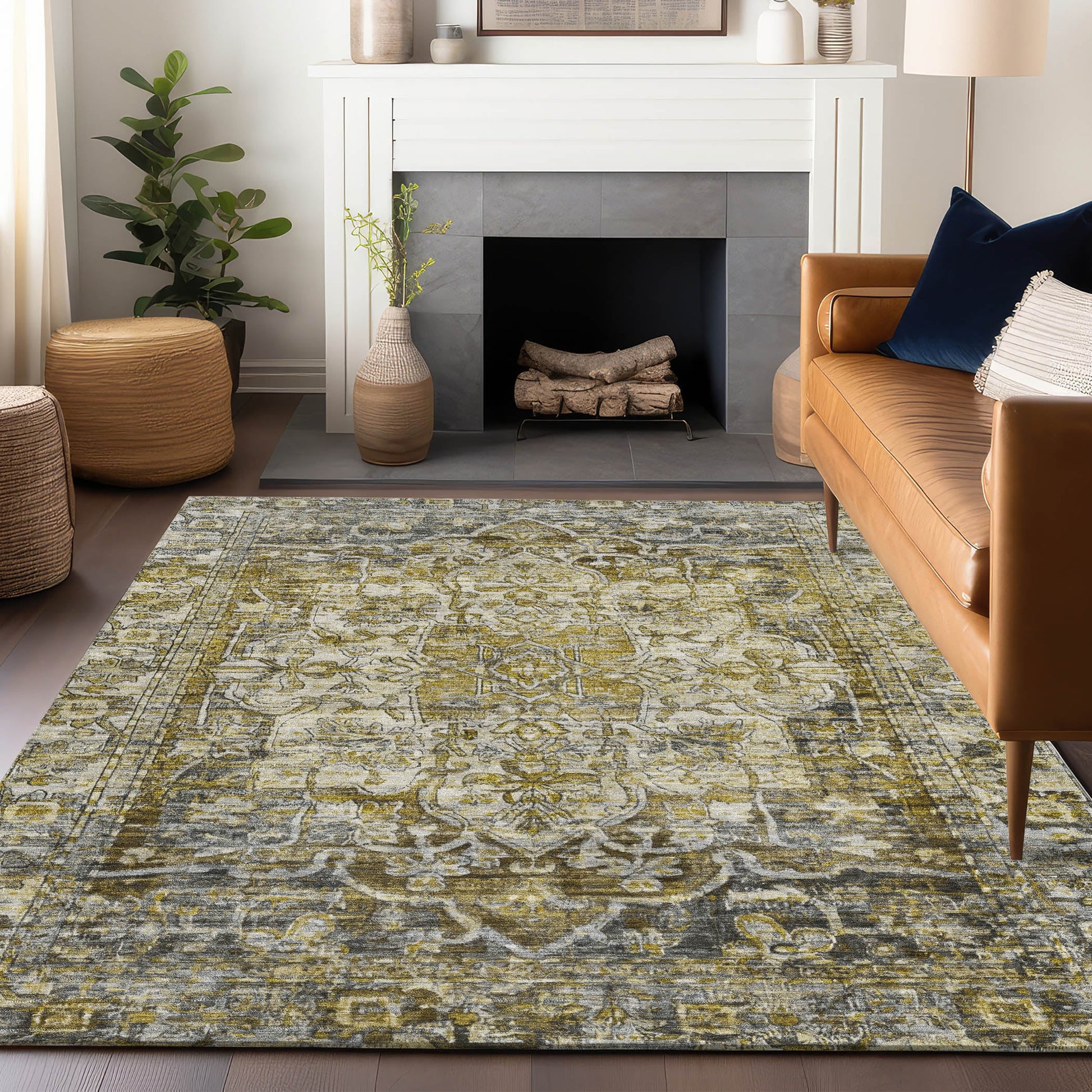 Addison Rugs Chantille ACN1728PW 8 x 10 (ft) Loomed Polyester Pewter Rectangular Indoor/Outdoor Machine washable Pet Friendly Area rug