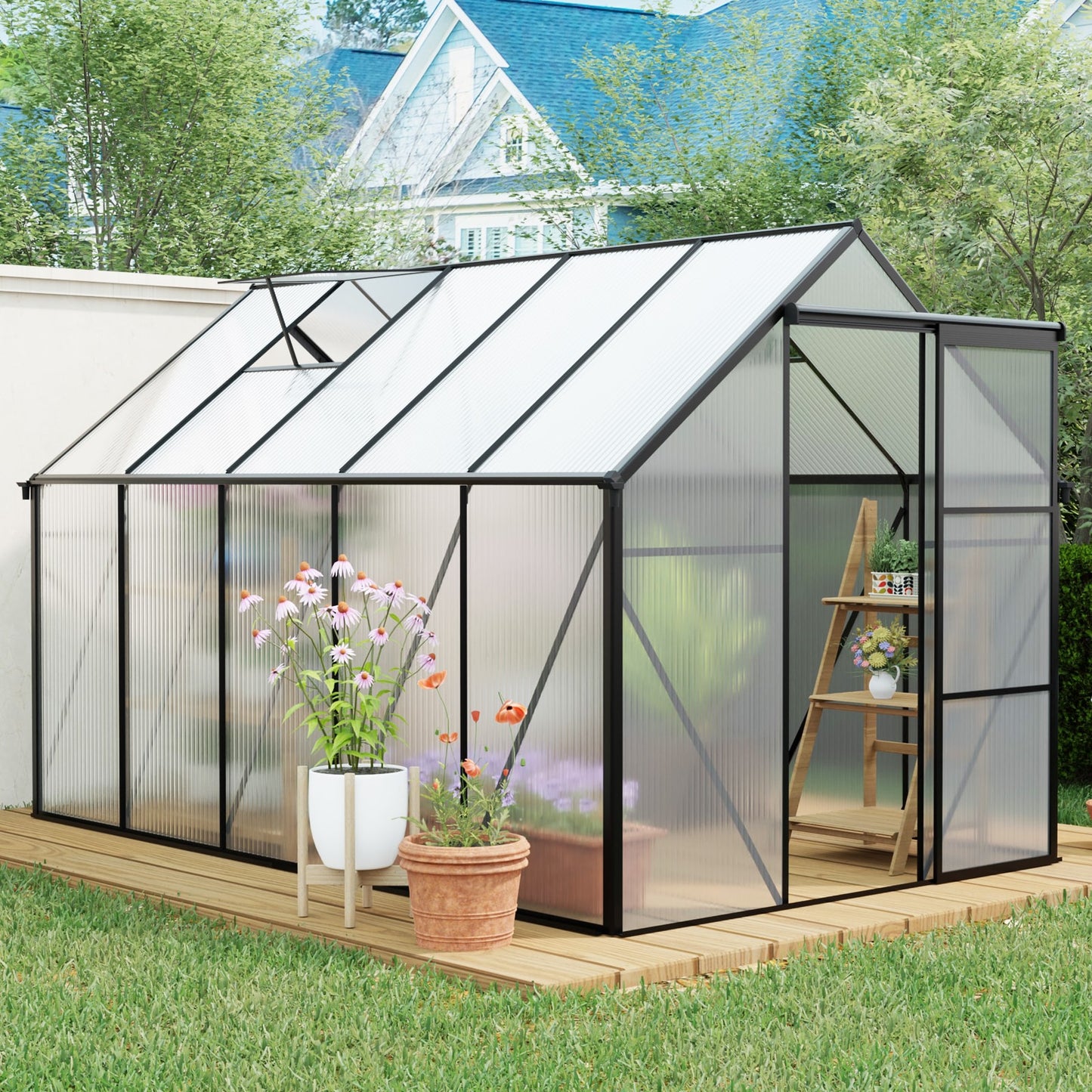 Mondawe 10.2-ft L x 6.2-ft W x 6.4-ft H Black Greenhouse Kit