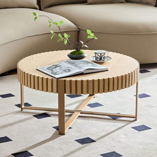 Clihome Modern Round MDF 34.65-in W x 18.7-in H Coffee Table