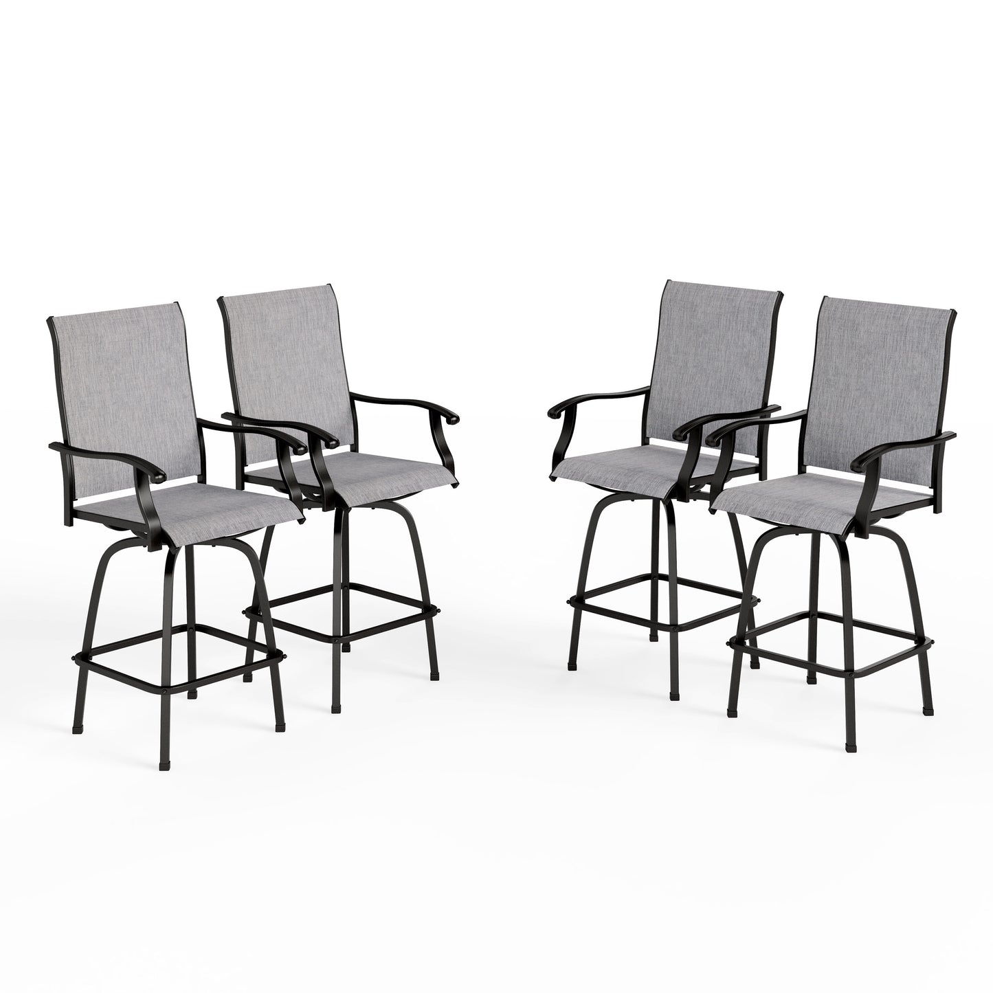 Sunshine Valley Set of 4 Black Steel Frame Swivel Dining Chair with Gray Textilene Solid Seat